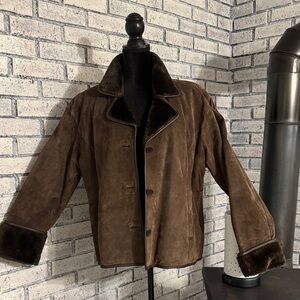 Brandon Thomas Chocolate Brown Genuine Leather Suede Jacket